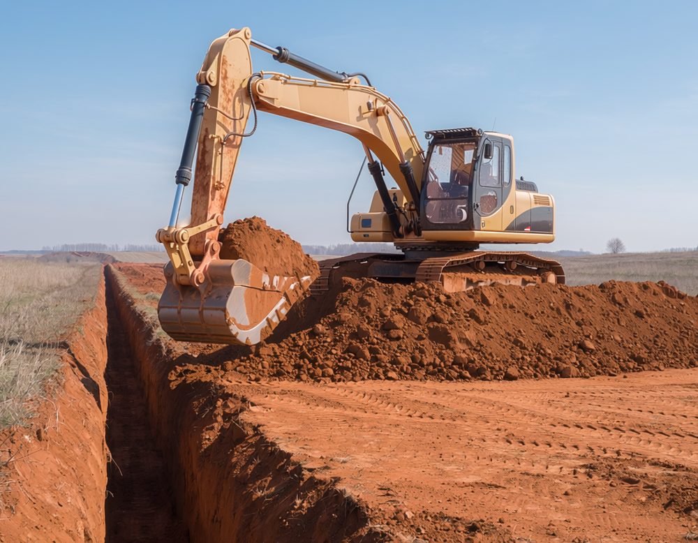 Excavation and dirt work for residential septic system installation